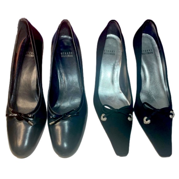 2X STUART WEITZMAN Two Pairs of Shoes: One NAVY + One BLACK, both size 8.5 - Picture 2 of 10